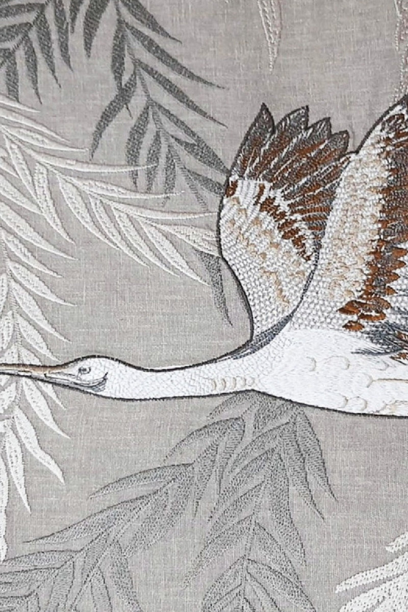 Heron Embroidered Fabric Wallcovering