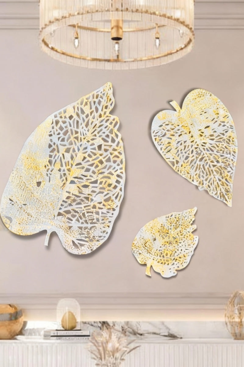 Leaf Symphony Solid Iron And Electroplated Multicolor Wall Art