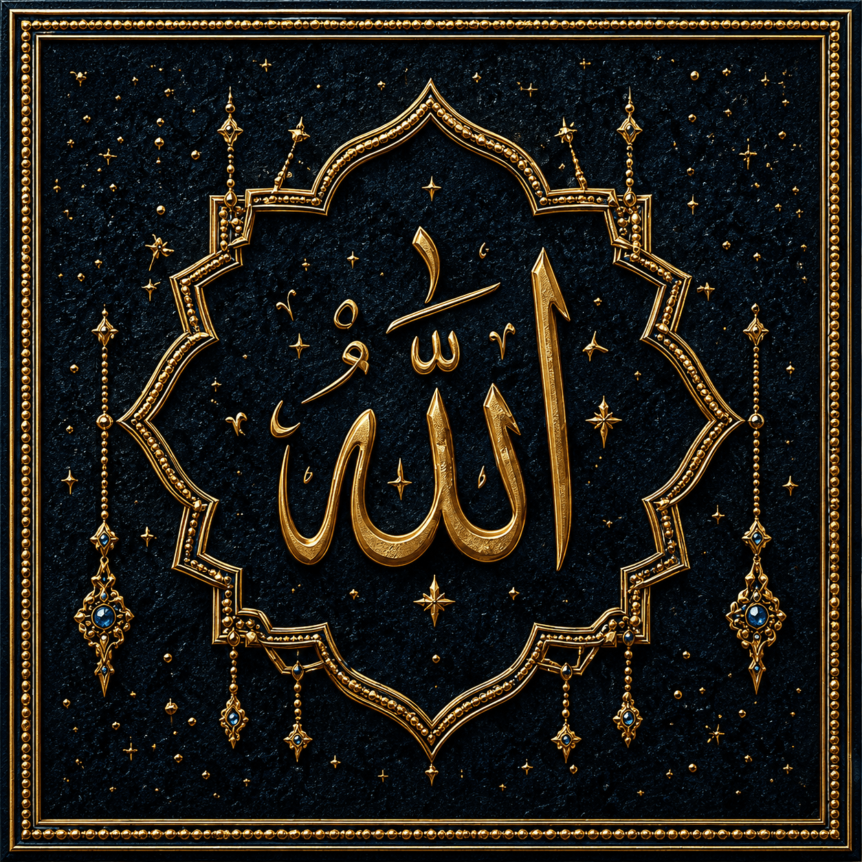 Handmade Allah Calligraphy Islamic Embroidery Wall Art | Divine Decor