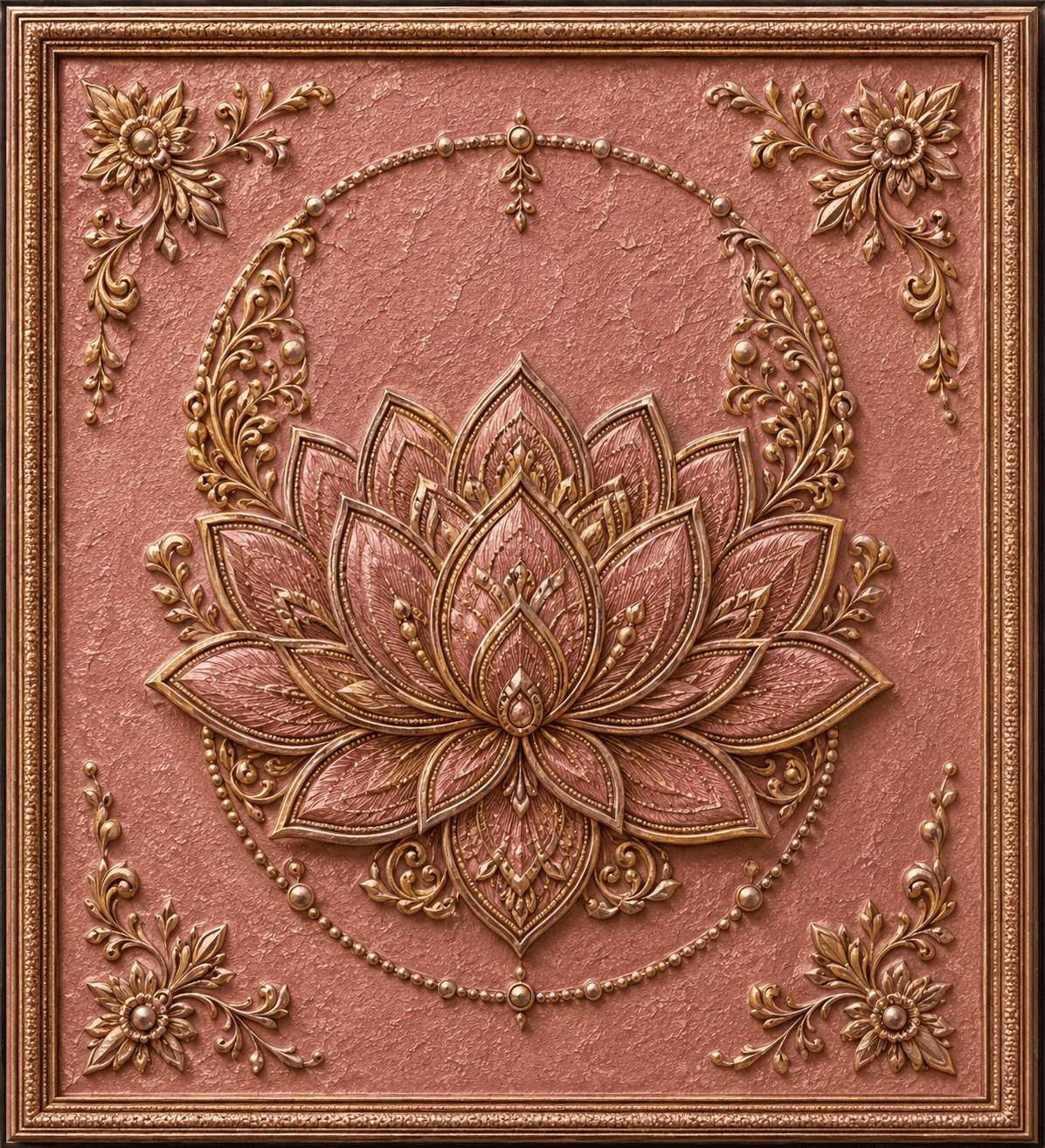 Sacred Lotus Flower Framed Wall Art - Blush Gold