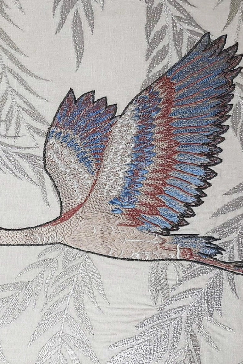 Heron Embroidered Fabric Wallcovering