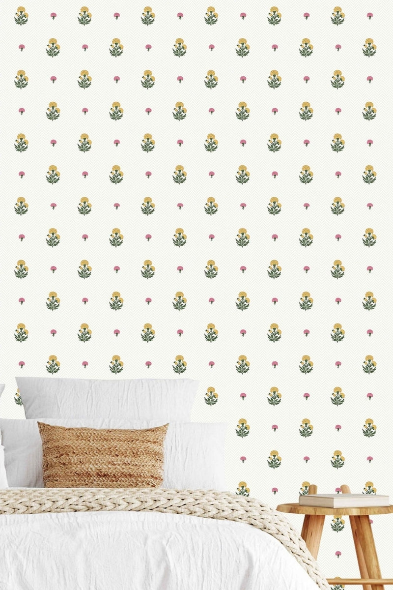 Petite Blossom Trellis Wallpaper
