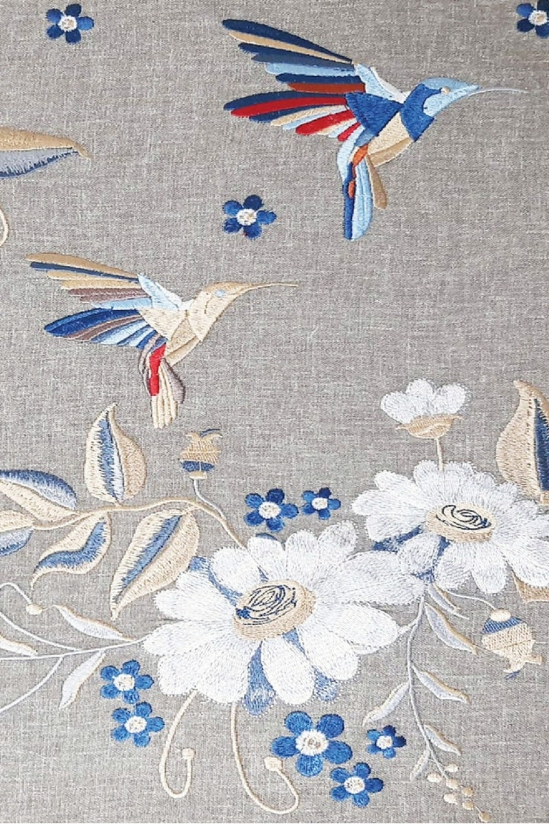 Humming Bird Embroidered Fabric Wallcovering
