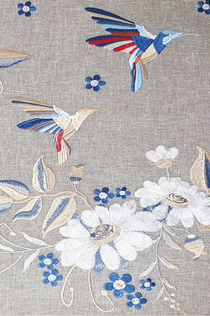 Humming Bird Embroidered Fabric Wallcovering