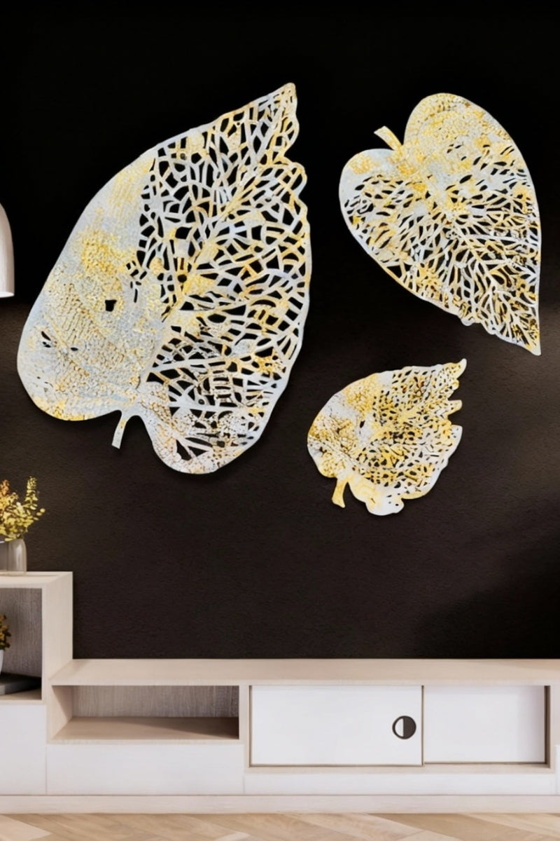 Leaf Symphony Solid Iron And Electroplated Multicolor Wall Art