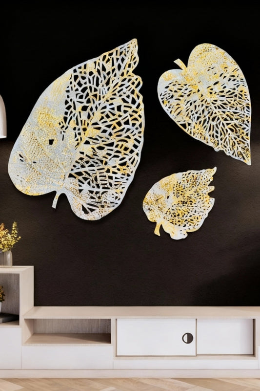 Leaf Symphony Solid Iron And Electroplated Multicolor Wall Art