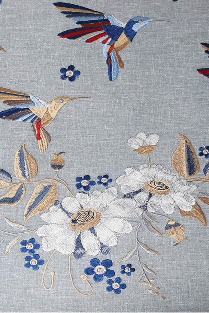 Humming Bird Embroidered Fabric Wallcovering