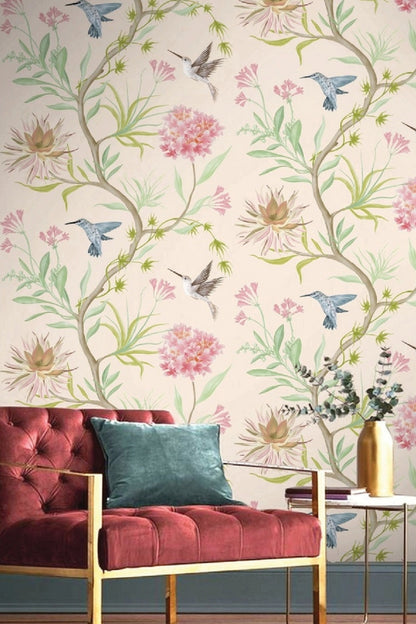 Hydragnea Printed Fabric Wallpaper