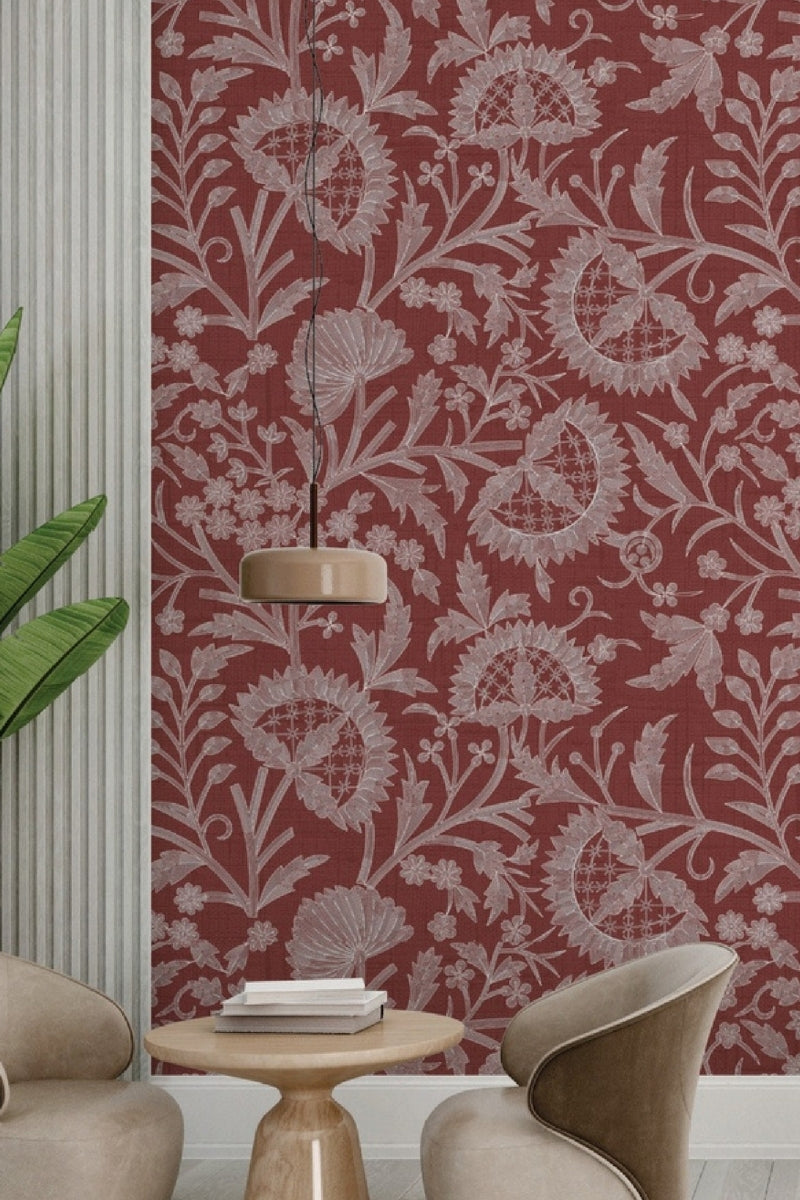 Indus Embroiderd Fabric Wallcovering