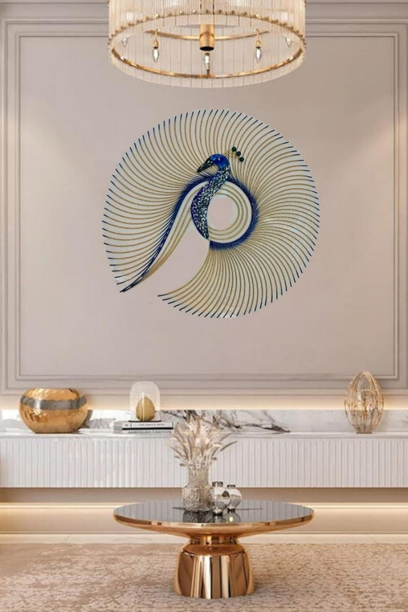 Peacock Reverie Premium-Quality Metal Multicolor Wall Art