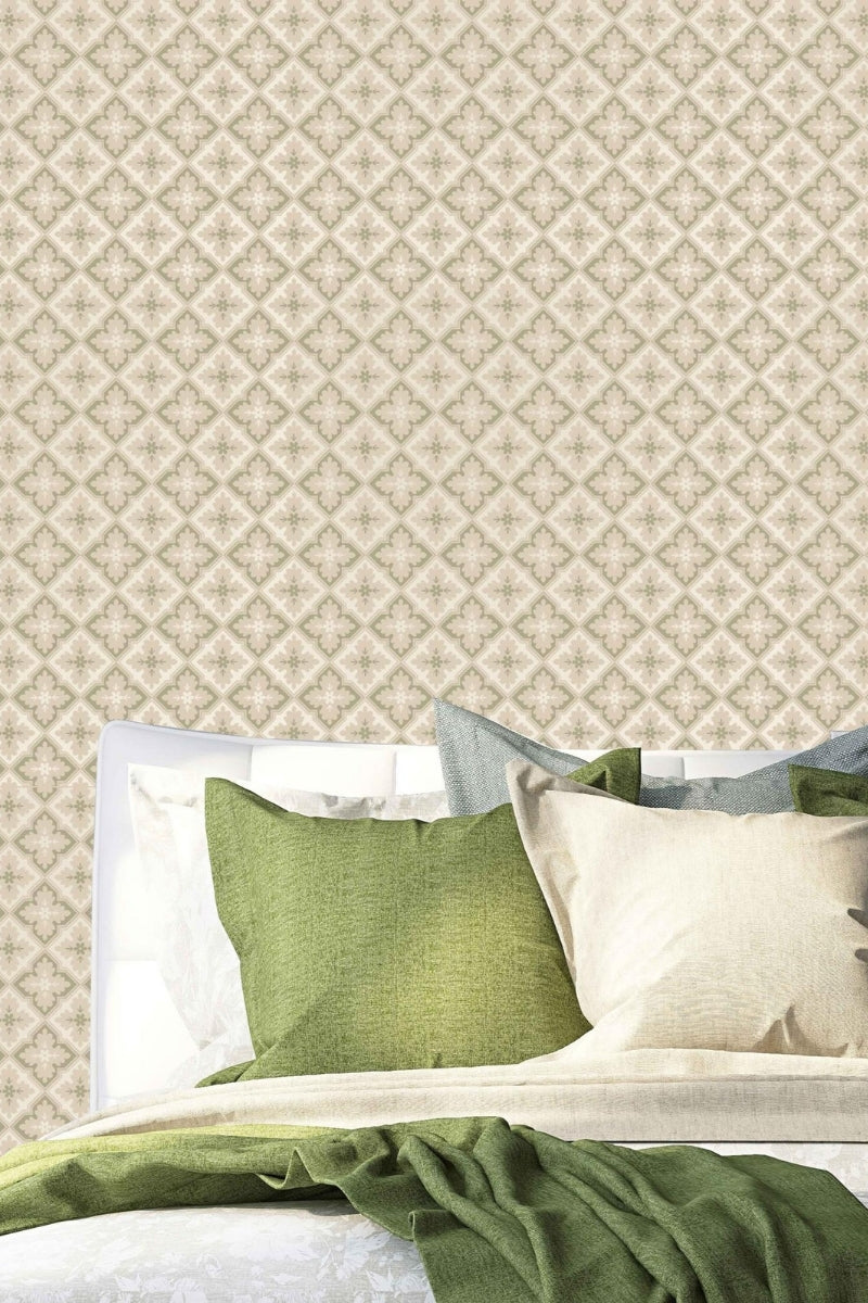 Ivory Diamond Weave Wallpaper