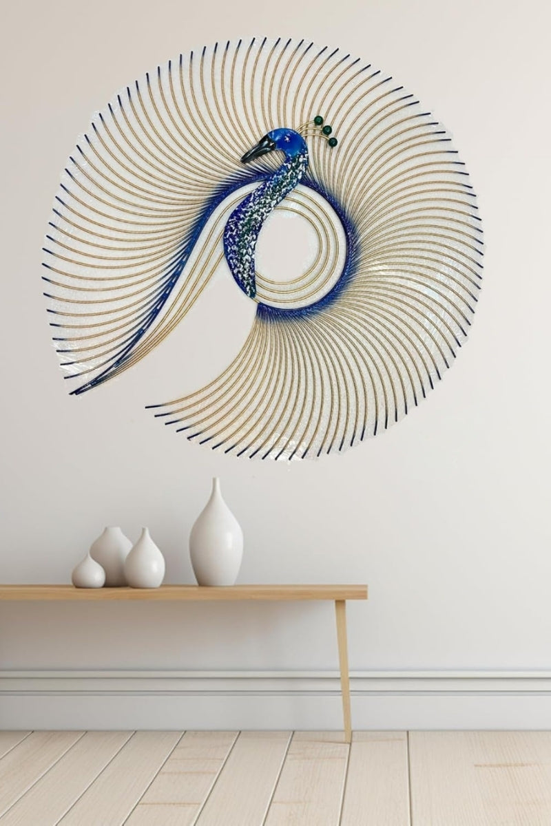 Peacock Reverie Premium-Quality Metal Multicolor Wall Art