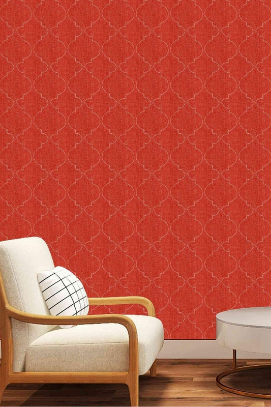 Sheen Red Reinstate Fabric Wallcovering
