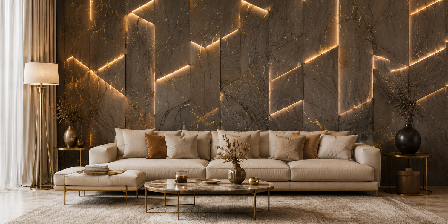 Custom Panels for Luxurious modern living room design