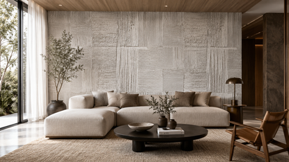 Ivory Timber Grid Wallpaper
