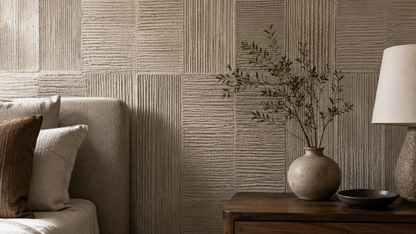 Ivory Timber Grid Wallpaper