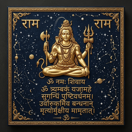 Handmade Lord Shiva Denim Embroidery Art
