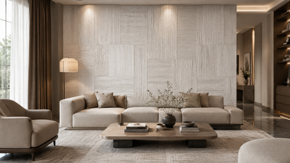 Ivory Timber Grid Wallpaper