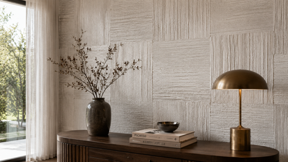 Ivory Timber Grid Wallpaper
