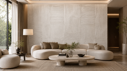 Ivory Timber Grid Wallpaper