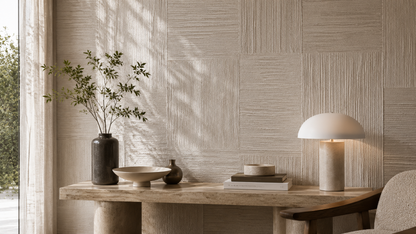Ivory Timber Grid Wallpaper