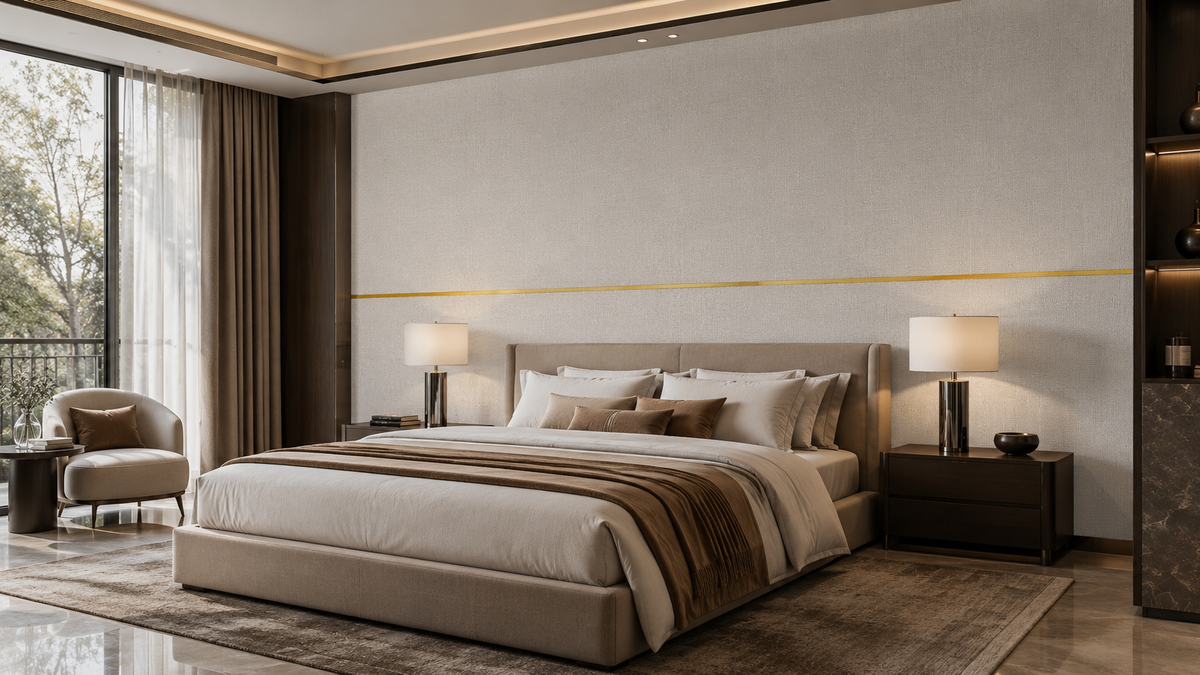 Golden Frame Linen Wallpaper