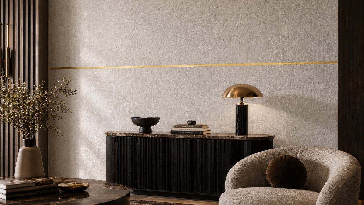 Golden Frame Linen Wallpaper