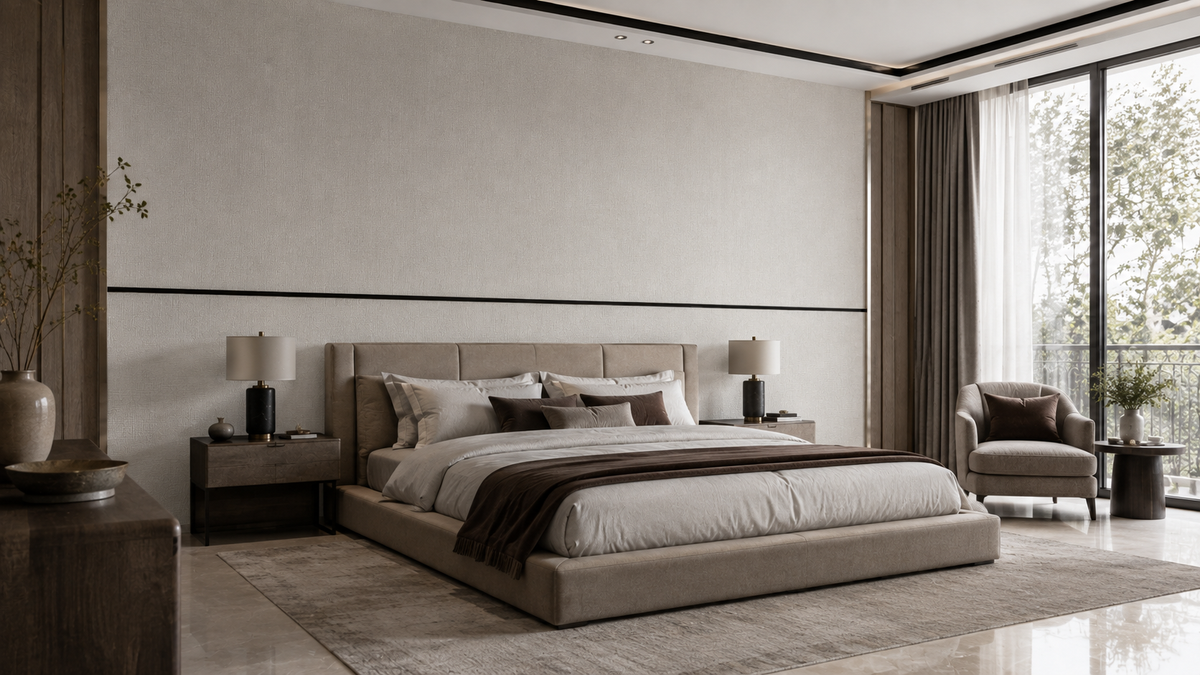 Golden Frame Linen Wallpaper