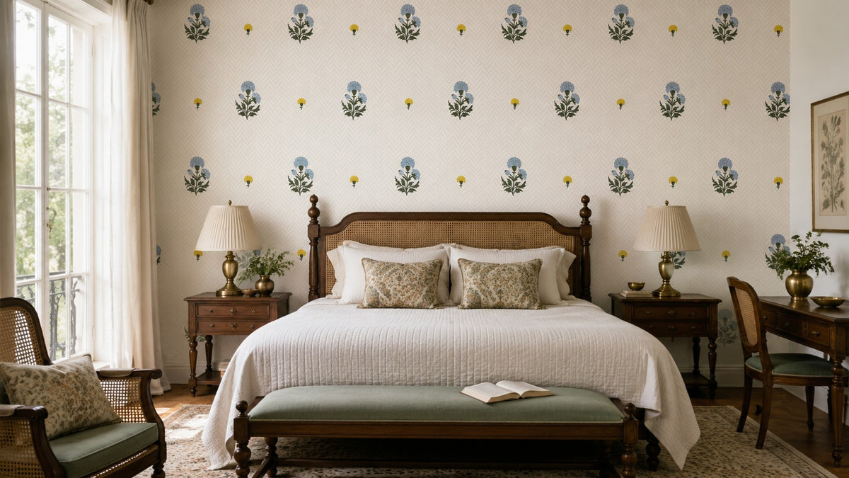 Petite Blossom Trellis Wallpaper