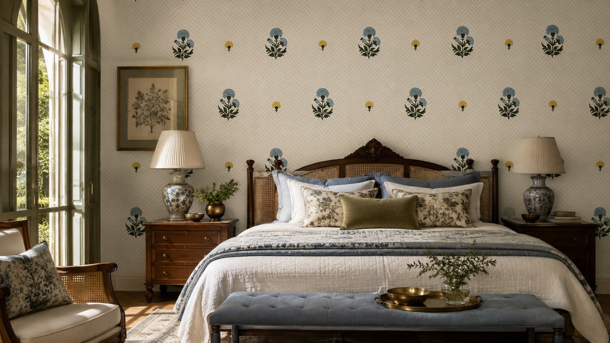 Petite Blossom Trellis Wallpaper