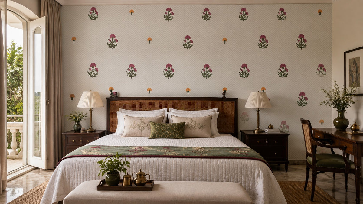 Petite Blossom Trellis Wallpaper