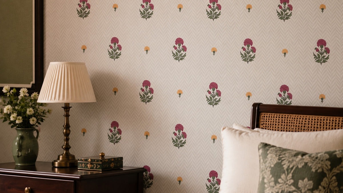 Petite Blossom Trellis Wallpaper