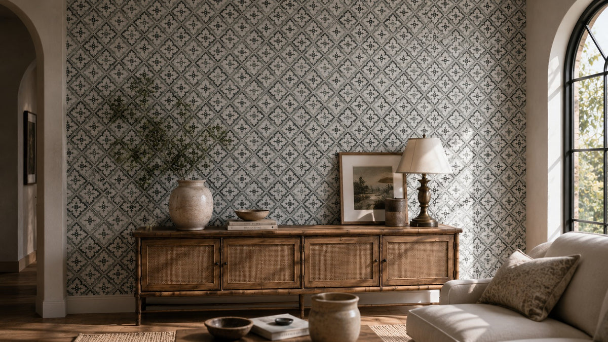 Ivory Diamond Weave Wallpaper