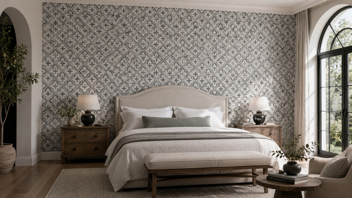 Ivory Diamond Weave Wallpaper