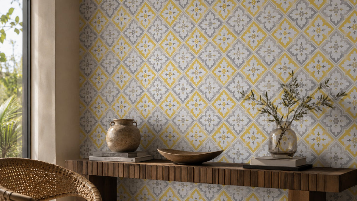 Ivory Diamond Weave Wallpaper