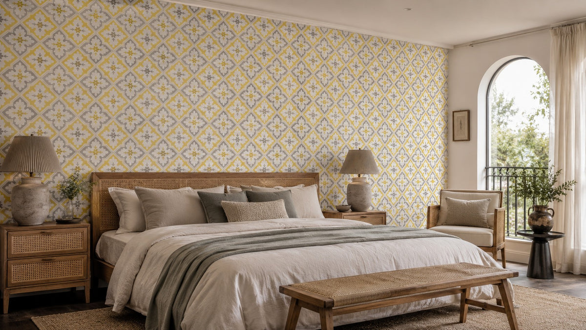 Ivory Diamond Weave Wallpaper