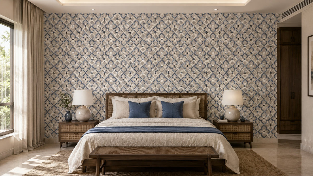 Ivory Diamond Weave Wallpaper