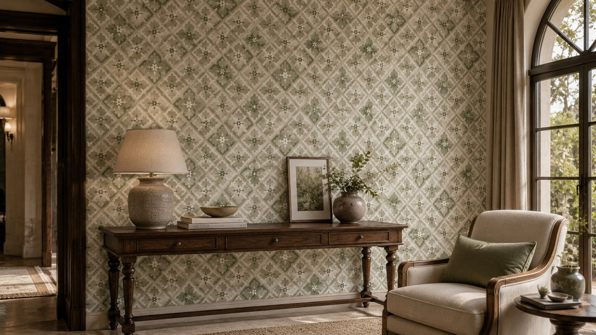 Ivory Diamond Weave Wallpaper