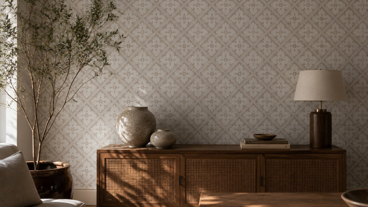 Ivory Diamond Weave Wallpaper