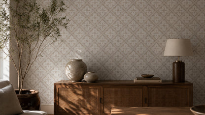 Ivory Diamond Weave Wallpaper