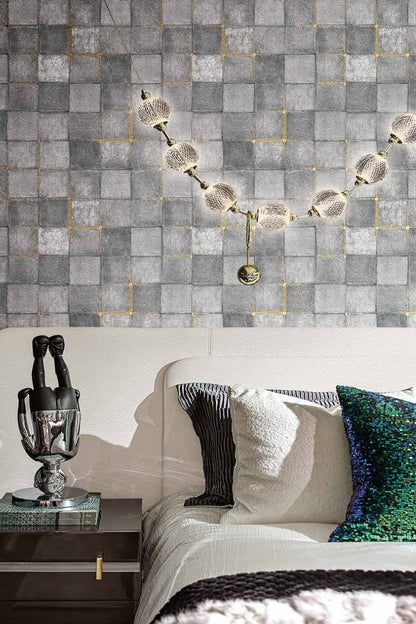 Urban Stone Grid Wallpaper