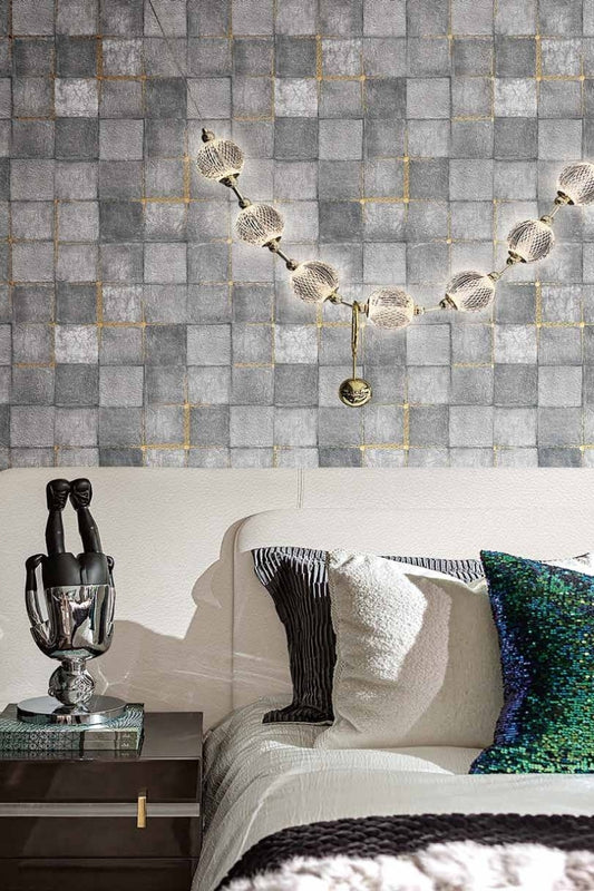 Urban Stone Grid Wallpaper