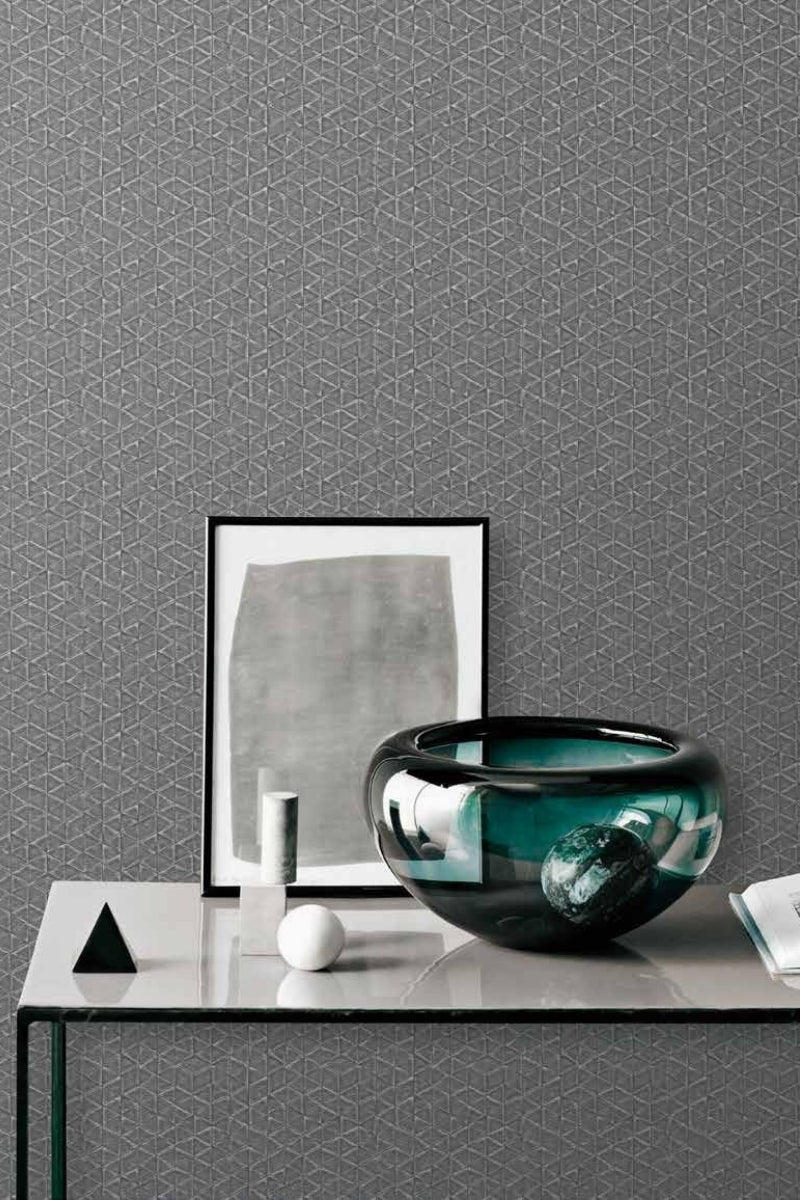 Graphite Line Matrix Wallpaper