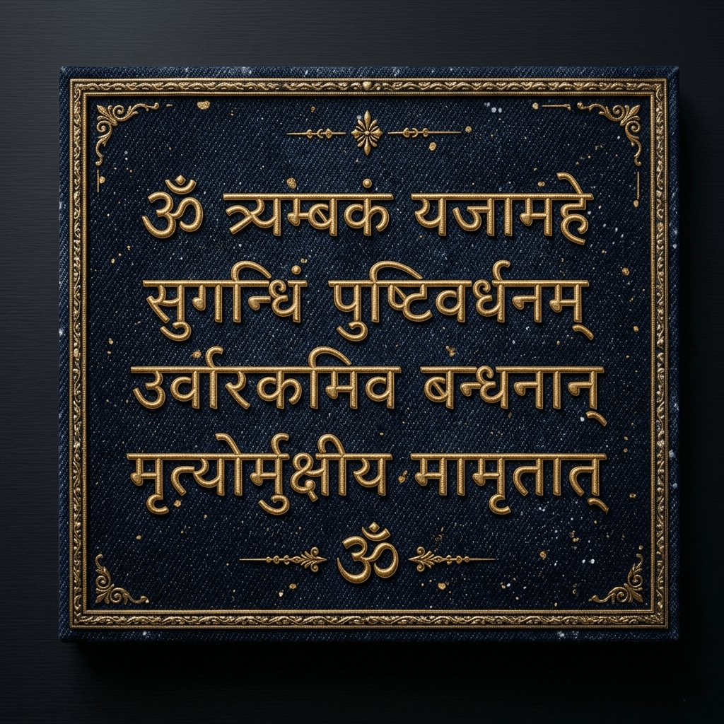 Mahamrityunjaya Mantra Sacred Script Framed Wall Art