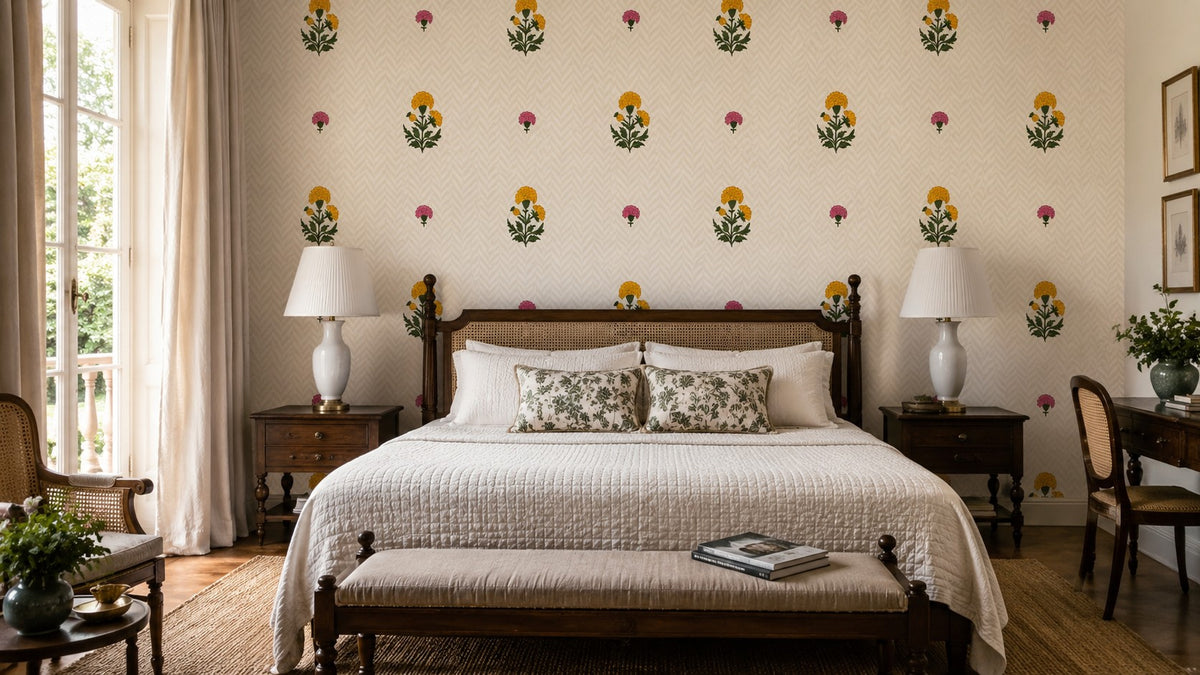 Petite Blossom Trellis Wallpaper