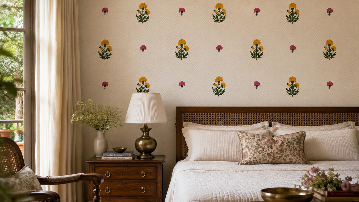 Petite Blossom Trellis Wallpaper