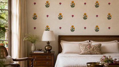 Petite Blossom Trellis Wallpaper