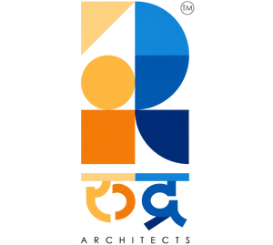 A stylized geometric logo featuring blue and orange architectural shapes above the text 'ARCHITECTS' on a plain white background.